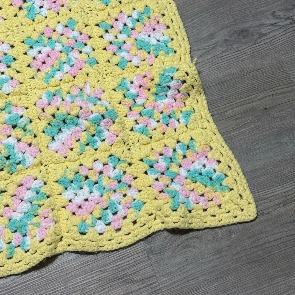 Handmade Crotchet Granny Square Pastel Blanket